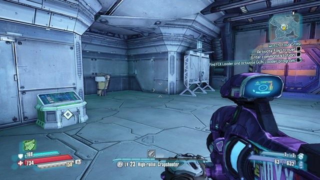 Jak tylko przyjdziesz do pomieszczenia pokazanego na obrazku, uruchom z pobliskiej konsoli Fast Travel Station by umożliwić Jackowi teleportowanie się do ciebie - Watch Your Step | Zadania główne w Borderlands The Pre-Sequel - Borderlands: The Pre-Sequel! - poradnik do gry