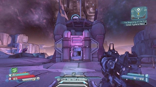 Po zabiciu wszystkich wrogów, przeszukaj teren i uzupełnij zapasy amunicji po czym wejdź do tunelu na środku (obrazek przedstawia ten tunel) i przejdź do kolejnej lokacji Tychos Ribs - The Begining of the End | Zadania główne w Borderlands The Pre-Sequel - Borderlands: The Pre-Sequel! - poradnik do gry