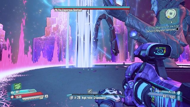 Duży Sentinel tak jak w przypadku jego pierwszej transformacji będzie miał cztery fazy przekształceń (ogień, lód, błyskawica, kwas) dlatego ważnym elementem jest dostosowanie swojej broni do okoliczności (nie mogą być takie same, inaczej obrażenia przez ciebie zadawane będą niemal równe zeru) Samo o - The Begining of the End | Zadania główne w Borderlands The Pre-Sequel - Borderlands: The Pre-Sequel! - poradnik do gry