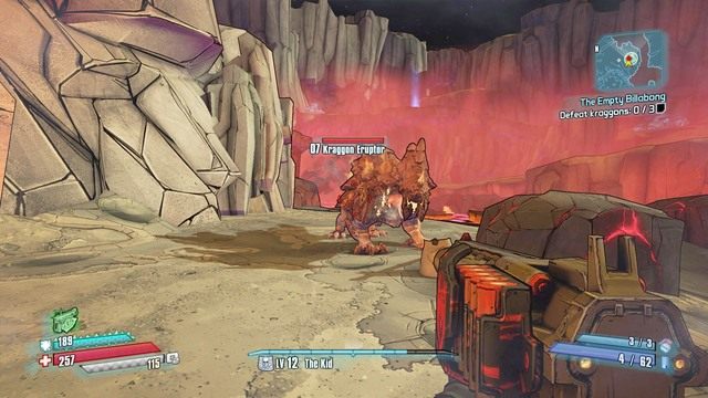 Po dotarciu na miejsce będziesz musiał walczyć z dużą ilością Kraggonów (dobrą taktyką jest posiadanie tarczy Spike Shield, która rani przeciwników, którzy cię dotkną) - The Empty Billabong | Misje poboczne - Crysis Scar w Borderlands The Pre-Sequel - Borderlands: The Pre-Sequel! - poradnik do gry