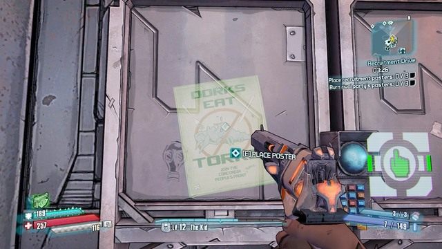 Twoim zadaniem jest rozwieszenie plakatów po Triton Flats i spalenie wrogich - Recruitment Drive | Misje poboczne w Borderlands The Pre-Sequel - Triton Flats - Borderlands: The Pre-Sequel! - poradnik do gry