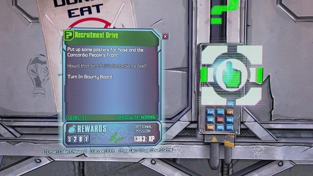 Po wykonaniu misji wróć do bounty board a w nagrodę dostaniesz karabin szturmowy lub strzelbę - Recruitment Drive | Misje poboczne w Borderlands The Pre-Sequel - Triton Flats - Borderlands: The Pre-Sequel! - poradnik do gry