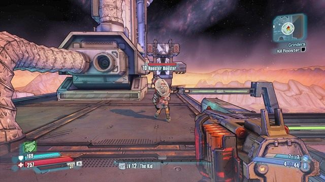 Na dachu zobaczysz grinder, który musisz zniszczyć (domyślnie V) - Grinder | Misje poboczne - Concordia | Borderlands The Pre-Sequel - Borderlands: The Pre-Sequel! - poradnik do gry