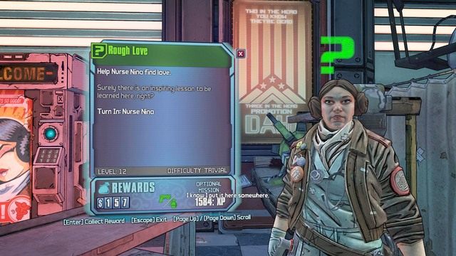 Po wysłuchaniu wiadomości wróć do Niny w Concordii a nagrodę dostaniesz pistolet lub mod do granatów - Rough Love | Misje poboczne - Concordia | Borderlands The Pre-Sequel - Borderlands: The Pre-Sequel! - poradnik do gry