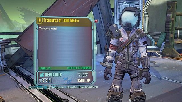 Treasures of ECHO Madre dostaniesz po wykonaniu misji wątku głównego Artificial Persuasion - Treasures of ECHO Madre | Misje poboczne - Outlands Canyon | Borderlands - Borderlands: The Pre-Sequel! - poradnik do gry