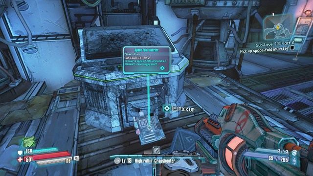 Po wykonaniu czynności zabierz z ziemi Space-Fold Inverter i wróć do Pickle po nagrodę - Sub-Level 13 Part 2 | Misje poboczne - Outlands Canyon | Borderlands - Borderlands: The Pre-Sequel! - poradnik do gry