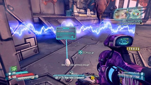 Naukowiec powie ci, że eksperyment się nie udał ponieważ IQ Torków jest niskie i musisz Zdobyć mózg żołnierza - It Aint Rocket Surgery | Misje poboczne - Research and Development - Borderlands: The Pre-Sequel! - poradnik do gry