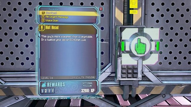 Misja Hot Head dostępna będzie po wykonaniu zadania z wątku głównego Science and Violence - Hot Head | Misje poboczne - Jacks Office | Borderlands The Pre-Sequel - Borderlands: The Pre-Sequel! - poradnik do gry