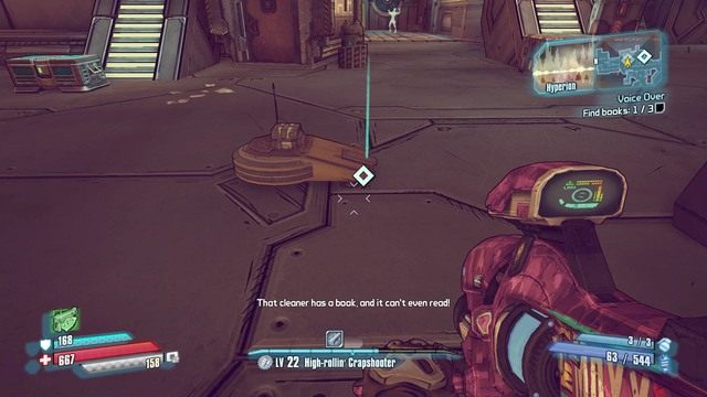 Drugą książkę będzie miał przy sobie bot sprzątający, krążący po okolicy - Voice Over | Misje poboczne - Jacks Office | Borderlands The Pre-Sequel - Borderlands: The Pre-Sequel! - poradnik do gry