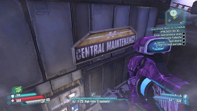 Skocz na sam dół i skorzystaj ze skoczni, która zabierze cię na miejsce wykonywania zadania - Quarantine - Back on Schedule | Misje poboczne - Jacks Office | Borderlands - Borderlands: The Pre-Sequel! - poradnik do gry