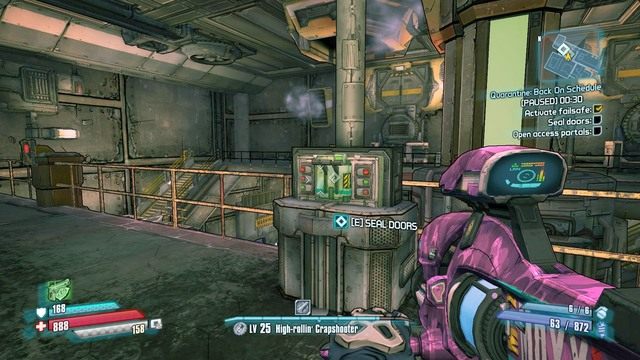 Podejdź do dźwigni i manualnie zamknij wszystkie drzwi - Quarantine - Back on Schedule | Misje poboczne - Jacks Office | Borderlands - Borderlands: The Pre-Sequel! - poradnik do gry