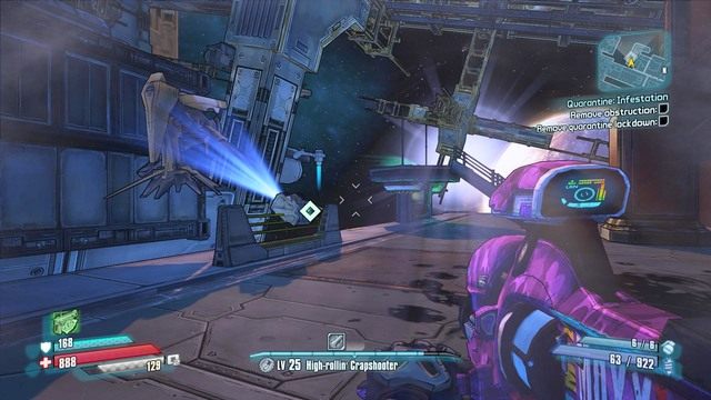 Udaj się na górę i uruchom kolejnego Workera, który oczyści dla ciebie śmietnik - Quarantine - Infestation | Misje poboczne - Jacks Office | Borderlands - Borderlands: The Pre-Sequel! - poradnik do gry