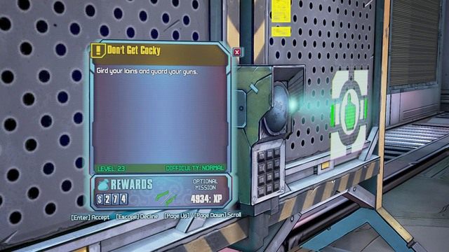 Misja Dont Get Cocky będzie dostępna po wykonaniu zadania głównego Eye to Eye - Dont Get Cocky | Misje poboczne - Jacks Office | Borderlands The Pre-Sequel - Borderlands: The Pre-Sequel! - poradnik do gry