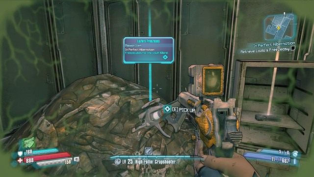 Weź zamrażającą broń z jego śmieci w pokoju i idź za nim do drzwi - In Perfect Hibernation | Misje poboczne - Veins of Helios | Borderlands - Borderlands: The Pre-Sequel! - poradnik do gry