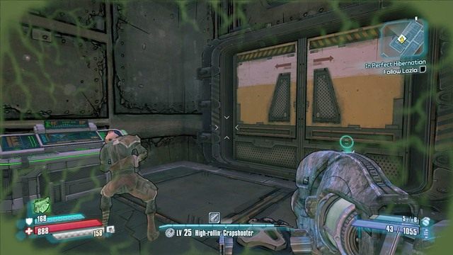 Po przejściu przez drzwi załóż broń misji i strzelaj nią do nadchodzących przeciwników - In Perfect Hibernation | Misje poboczne - Veins of Helios | Borderlands - Borderlands: The Pre-Sequel! - poradnik do gry
