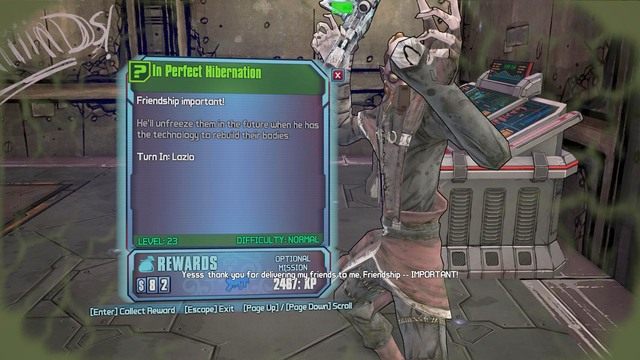 Po ich zebraniu wróć do Lazlo a w nagrodę dostaniesz zamrażający pistolet automatyczny - In Perfect Hibernation | Misje poboczne - Veins of Helios | Borderlands - Borderlands: The Pre-Sequel! - poradnik do gry