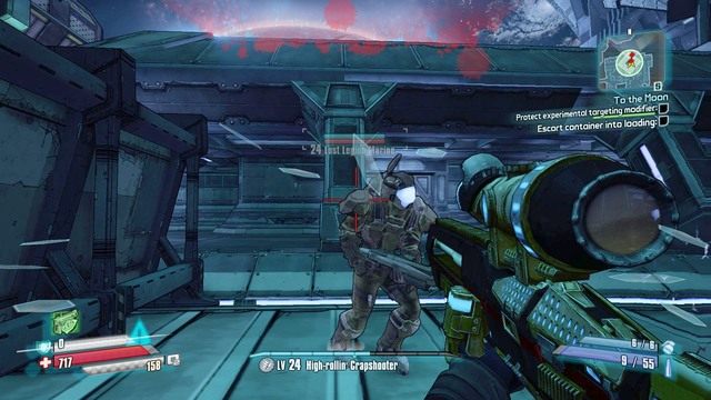 Podczas transportowania kontenera do łuski, musisz go osłaniać przed innymi żołnierzami - To The Moon | Misje poboczne - Lunar Launching Station | Borderlands - Borderlands: The Pre-Sequel! - poradnik do gry