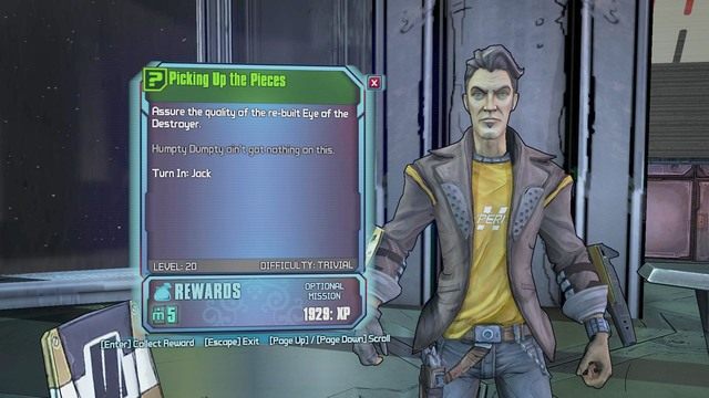 Po wybuchu oka wróć do Jacka do jego głównego biura a w nagrodę dostaniesz Moonstony - Picking Up the Pieces | Misje poboczne - Lunar Launching Station | Borderlands - Borderlands: The Pre-Sequel! - poradnik do gry