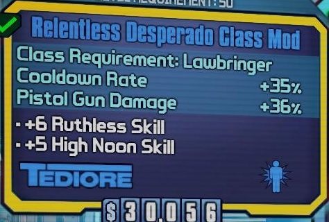 Dla Nishy można zebrać aż trzy przydatne Class Mody - Nisha The Lawbringer w Borderlands The Pre-Sequel | Klasy postaci - Borderlands: The Pre-Sequel! - poradnik do gry