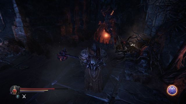 Ostatnia statuetka znajduje się przy schodach, które prowadzą do areny z Niszczycielem (blisko wejścia do którego udajesz się w towarzystwie Yetki) - Statuetki Rhogarów | Znajdźki, sekrety, przedmioty w Lords of the Fallen - Lords of the Fallen - poradnik do gry