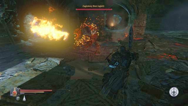 Zianie ogniem to atak zadający spore obrażenia. Stwarza on jednak szansę do obiegnięcia przeciwnika i uderzenia od tyłu. - Staw czoło Antanasowi w Cytadeli | Cytadela Keystone - ostatnie starcie - Lords of the Fallen - poradnik do gry