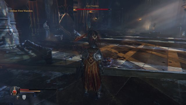 Strażnik szykujący się do szarży. - Pierwszy Strażnik - Cytadela Keystone | Bossowie w Lords of the Fallen - Lords of the Fallen - poradnik do gry