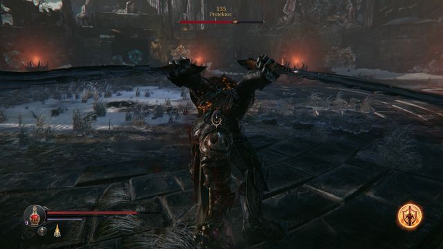 Po serii ciosów łatwo jest podejść bossa i zaatakować go od tyłu. - Protektor - Świątynia | Bossowie w Lords of the Fallen - Lords of the Fallen - poradnik do gry