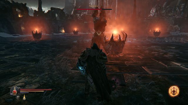 Pozostań w ruchu, gdyż w Twoją stronę polecą ogniste kule. - Protektor - Świątynia | Bossowie w Lords of the Fallen - Lords of the Fallen - poradnik do gry