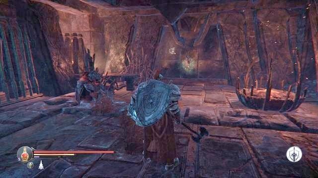 Twoim celem jest znalezienie na dole miejsca pokazanego na obrazku (pomieszczenie znajduje się za żelazna bramką) - Zniszcz Bramę Lordów prowadzącą do Keystone | Świątynia w Lords of the Fallen - Lords of the Fallen - poradnik do gry