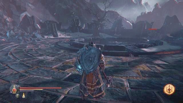 Uważaj na przeciwników. Z prawej strony skrzynia, z lewej notatka oraz schody na dół. - Zniszcz Bramę Lordów prowadzącą do Keystone | Świątynia w Lords of the Fallen - Lords of the Fallen - poradnik do gry