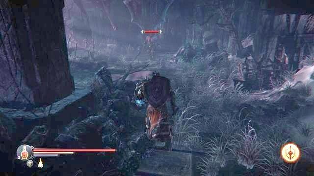 Po zejściu ze schodów uważaj na Tyrana. Tuż za nim znajduje się urna z jego sercem. - Zniszcz Bramę Lordów prowadzącą do Keystone | Świątynia w Lords of the Fallen - Lords of the Fallen - poradnik do gry