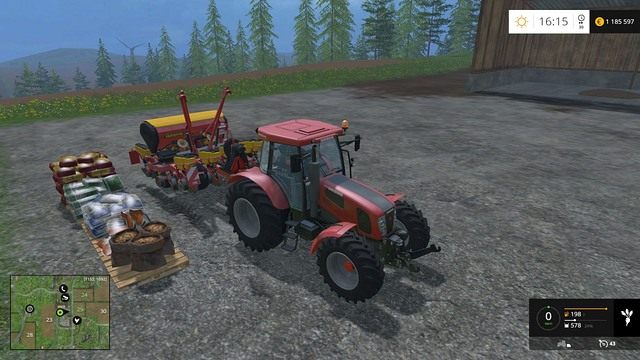 Siewnik wymaga wcześniejszego uzupełnienia. - Uprawa ziemi przygotowanie, zbiór i sprzedaż w Farming Simulator 15 | Podstawy - Farming Simulator 15 - poradnik do gry