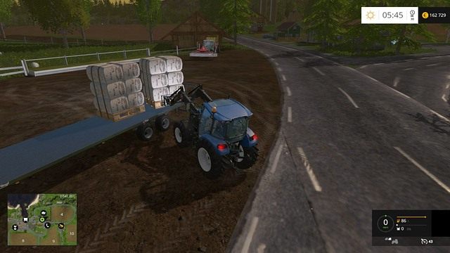 Pamiętaj o ustawianiu palet z wełną blisko siebie, aby na jeden przyczepie zmieściły się cztery ładunki. - Owce w Farming Simulator 15 | Hodowla - Farming Simulator 15 - poradnik do gry