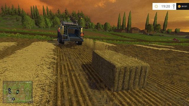 Prasa pozostawia bele za sobą. - Trawa, siano oraz słoma w Farming Simulator 15 | Uprawy - Farming Simulator 15 - poradnik do gry