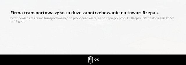 Komunikat mówiący o dużym zapotrzebowaniu. - Zarządzanie sprzedażą i zakupami w Farming Simulator 15 | Ważne informacje - Farming Simulator 15 - poradnik do gry