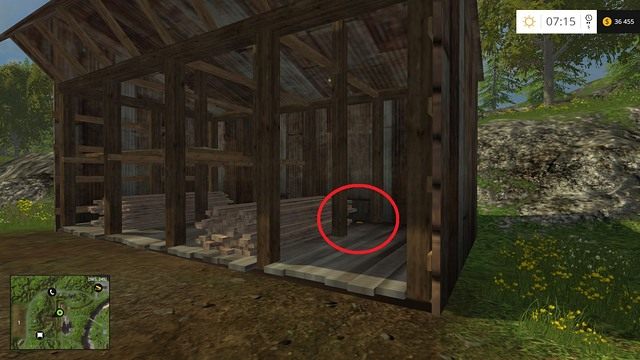 Również w pobliżu pociągu, w miejscu, gdzie leżą pocięte deski - Sektor A: monety 1 - 12 | Złote monety w Farming Simulator 15 - Farming Simulator 15 - poradnik do gry