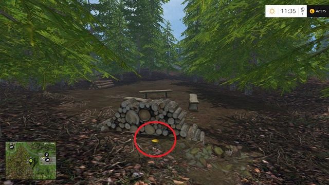 Za kupką z pociętym drzewem - Sektor E: monety 55 - 69 | Złote monety w Farming Simulator 15 - Farming Simulator 15 - poradnik do gry