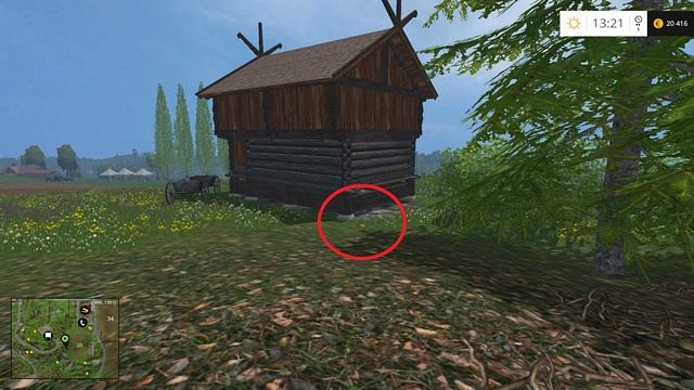 Niedaleko poprzedniej monety, za drewnianą chatą - Sektor F: monety 70 - 89 | Złote monety w Farming Simulator 15 - Farming Simulator 15 - poradnik do gry