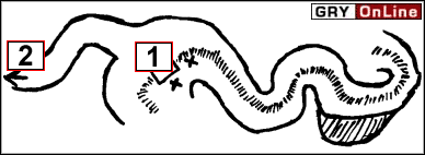 Ten poziom jest terenem łączącym dwa inne, więc odwiedzisz go kilka razy - na mapie jednak zaznaczam tylko tę drogę, którą będziesz aktualnie podążał - Chapter 03 - Project Omega | No One Lives Forever 2 A Spy in HARMs Way - No One Lives Forever 2: A Spy in H.A.R.M.s Way - poradnik do gry