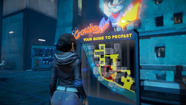 Crowboy zachęca do korzystania z mapy, ilekroć go mijasz. - Zanieś lunch swojemu chłopakowi | Rozdział drugi - Przebudzenia - Europolis - Dreamfall: Chapters - Księga 1 - poradnik do gry