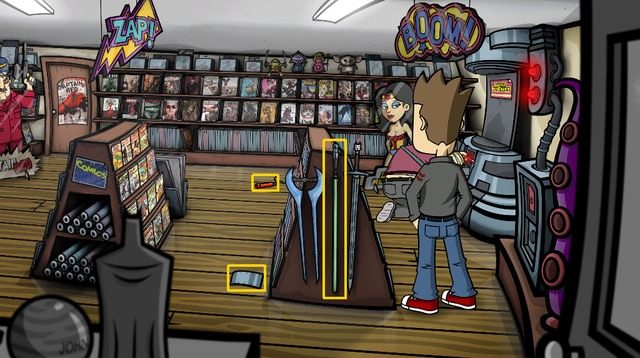 Zakoś też leżący na lewo od stojaka z mieczami arkusz metalu, spróbuj ponieść także poniewierający się nieco bardziej w głębi rozżarzony do czerwoności laser - Zdobądź magnes i miecz świetlny - Dzień 4 - poniedziałek - Oficer Hicks, proszę dać mi ten pierścień! - Randals Monday - poradnik do gry