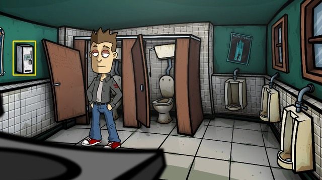 W toalecie, dobrawszy się do automatu posiadanym śrubokrętem, zabierz z niego trochę prezerwatyw - Zorganizuj akcesoria imprezowe - Dzień 5 - poniedziałek - Dopóki siła magnum nas nie rozłączy - Randals Monday - poradnik do gry