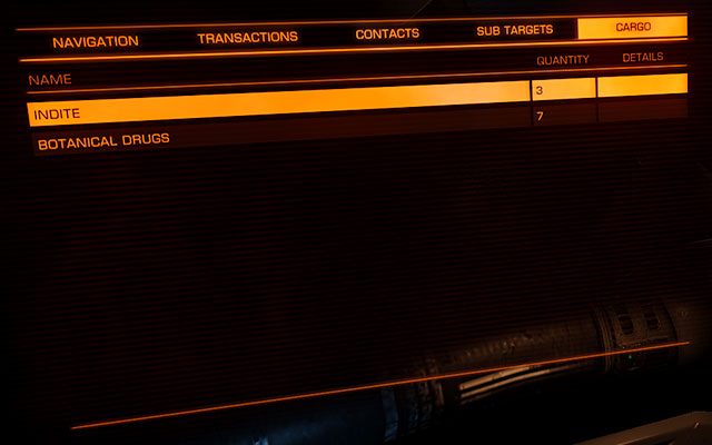 Aby wyświetlić zawartość tej zakładki musisz po pierwsze namierzyć inny statek, po czym użyć Skanera Ładunku - (Lewy) Panel celu | Interfejs na statku w Elite Dangerous - Elite: Dangerous - poradnik do gry