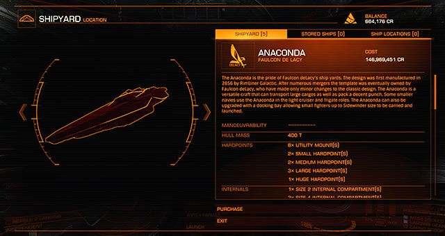 Stocznia to nic innego jak sklep ze statkami dostępnymi na danej stacji - Okno główne | Interfejs na stacjach w Elite Dangerous - Elite: Dangerous - poradnik do gry