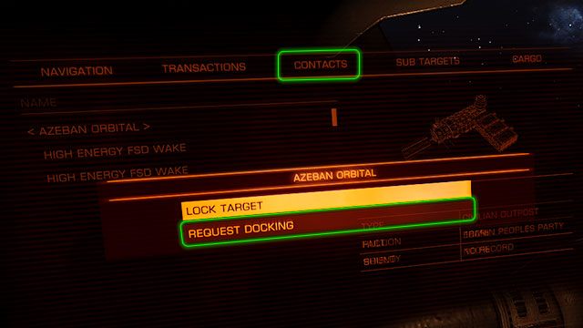 Aby móc wylądować na stacji, po pierwsze musimy poprosić operatora tejże stacji o udzielenie pozwolenia na lądowanie - Dokowanie manualne | Dokowanie i start w Elite Dangerous - Elite: Dangerous - poradnik do gry