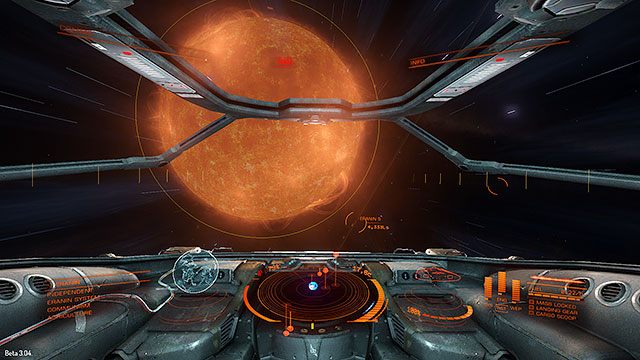 Tuż po wyjściu z hiperprzestrzeni nasz statek znajdzie się bardzo blisko głównej gwiazdy docelowego układu - Frame Shift Drive | Podróżowanie w Elite Dangerous - Elite: Dangerous - poradnik do gry