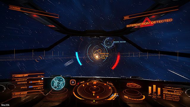 Innym powodem dla nagłego i nieplanowanego opuszczenia trybu Super Cruise jest interdykcja - Frame Shift Drive | Podróżowanie w Elite Dangerous - Elite: Dangerous - poradnik do gry