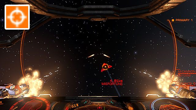 Metoda podążającego celownika może być nieco łatwiejsza w obsłudze i jest faworytką wśród wielu graczy - System celowniczy | Uzbrojenie i walka w Elite Dangerous - Elite: Dangerous - poradnik do gry