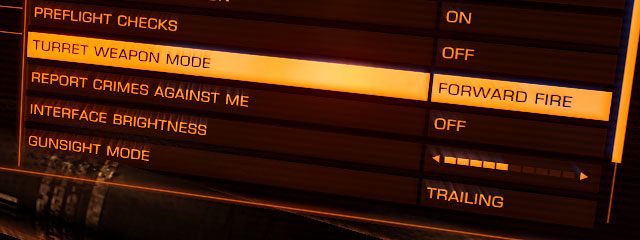 Ogień naprzód (forward fire): w tym trybie, wieżyczki działają jak broń nieruchoma i pilot sam musi wykonywać korekty - System celowniczy | Uzbrojenie i walka w Elite Dangerous - Elite: Dangerous - poradnik do gry