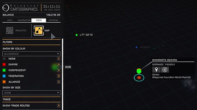 Drugim rodzajem widoku jaki możemy ustawić jest mapa - Mapa Galaktyki | Uzbrojenie i walka w Elite Dangerous - Elite: Dangerous - poradnik do gry